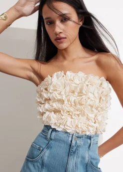 Best Sale & Other Stories Floral-Appliqué Bustier Top Cream