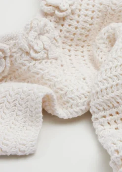 Sale & Other Stories Floral-Appliqué Crochet Dress Cream