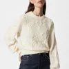 Cheap & Other Stories Floral-Appliqué Knit Sweater Cream