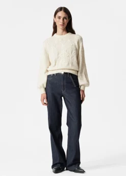 Cheap & Other Stories Floral-Appliqué Knit Sweater Cream