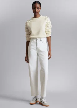 New & Other Stories Floral-Appliqué Knit Sweater White