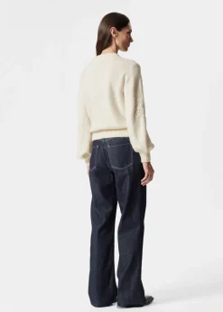 Cheap & Other Stories Floral-Appliqué Knit Sweater Cream