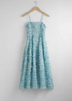 Best Sale & Other Stories Floral-Appliqué Midi Dress Green/Blue