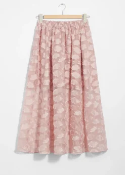 Cheap & Other Stories Floral-Appliqué Midi Skirt Pink