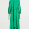 Outlet & Other Stories Fluid-Fit Wide Sleeve Silk Dress Bright Green