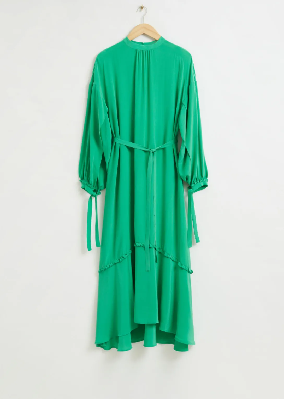 Outlet & Other Stories Fluid-Fit Wide Sleeve Silk Dress Bright Green