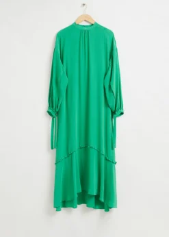 Outlet & Other Stories Fluid-Fit Wide Sleeve Silk Dress Bright Green