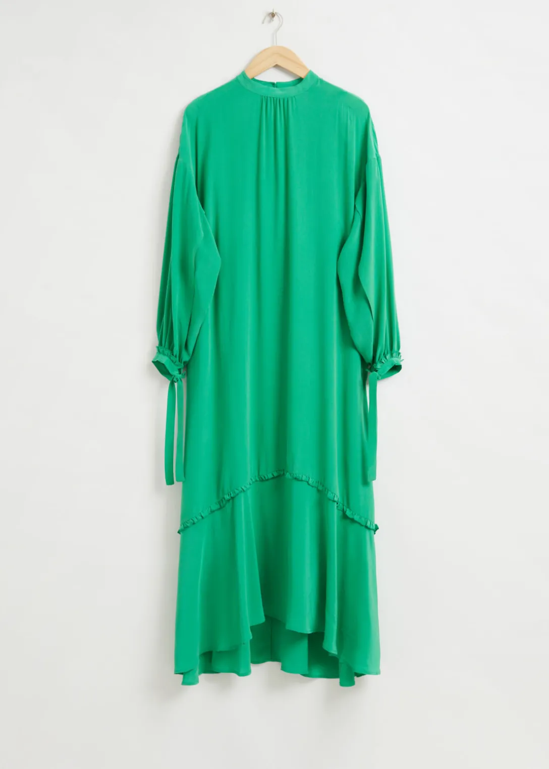 Outlet & Other Stories Fluid-Fit Wide Sleeve Silk Dress Bright Green