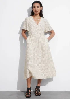 Hot & Other Stories Flutter-Sleeve Midi Dress