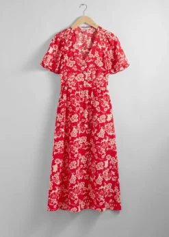 Hot & Other Stories Flutter-Sleeve Midi Dress