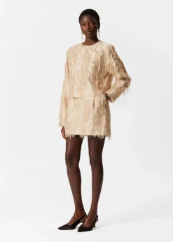 Fashion & Other Stories Frayed Mini Skirt Beige