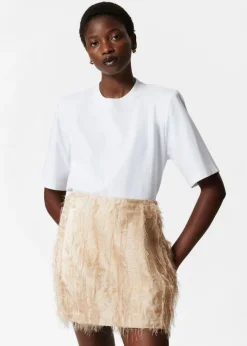 Fashion & Other Stories Frayed Mini Skirt Beige
