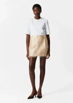 Fashion & Other Stories Frayed Mini Skirt Beige