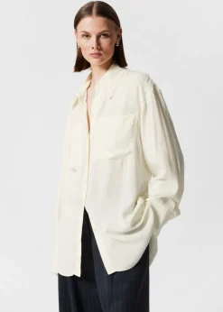Flash Sale & Other Stories Frayed Patch-Pocket Shirt White