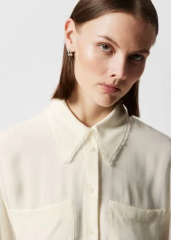 Flash Sale & Other Stories Frayed Patch-Pocket Shirt White