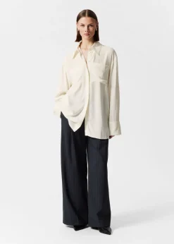 Flash Sale & Other Stories Frayed Patch-Pocket Shirt White