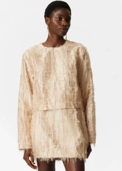 Clearance & Other Stories Frayed Top Beige