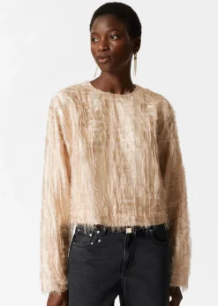 Clearance & Other Stories Frayed Top Beige