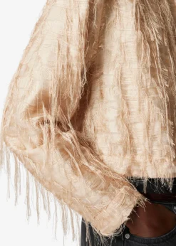 Clearance & Other Stories Frayed Top Beige