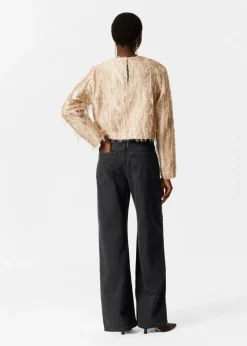 Clearance & Other Stories Frayed Top Beige