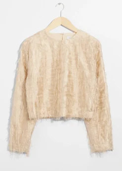 Clearance & Other Stories Frayed Top Beige