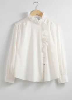 Store & Other Stories Frilled Blouse White