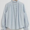 Sale & Other Stories Frilled Detail Blouse Ivory/Light Blue Pinstriped
