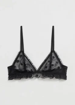Clearance & Other Stories Frilled Sheer Soft Bra Black