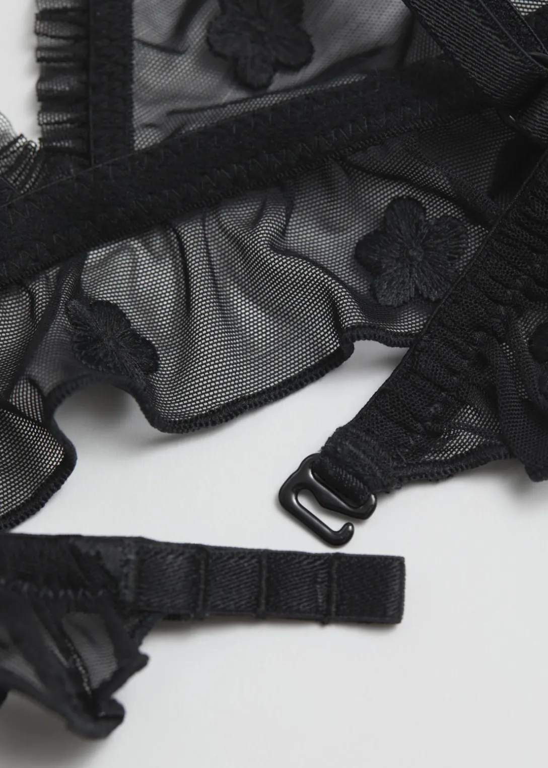 Clearance & Other Stories Frilled Sheer Soft Bra Black