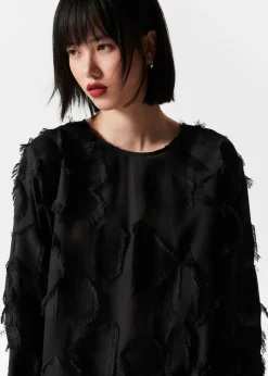 Online & Other Stories Fringed Mini Tunic Dress Black