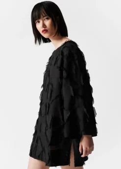 Online & Other Stories Fringed Mini Tunic Dress Black