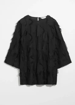 Online & Other Stories Fringed Mini Tunic Dress Black
