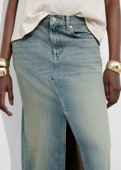Clearance & Other Stories Front-Slit Denim Midi Skirt Faded Blue