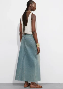 Clearance & Other Stories Front-Slit Denim Midi Skirt Faded Blue