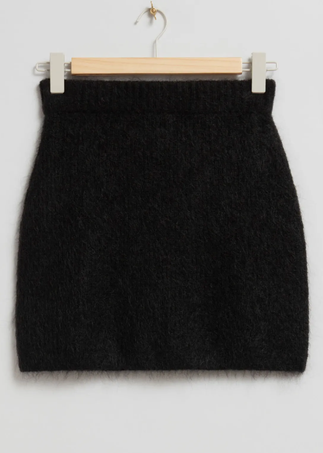 Discount & Other Stories Fuzzy Knit Mini Skirt Black