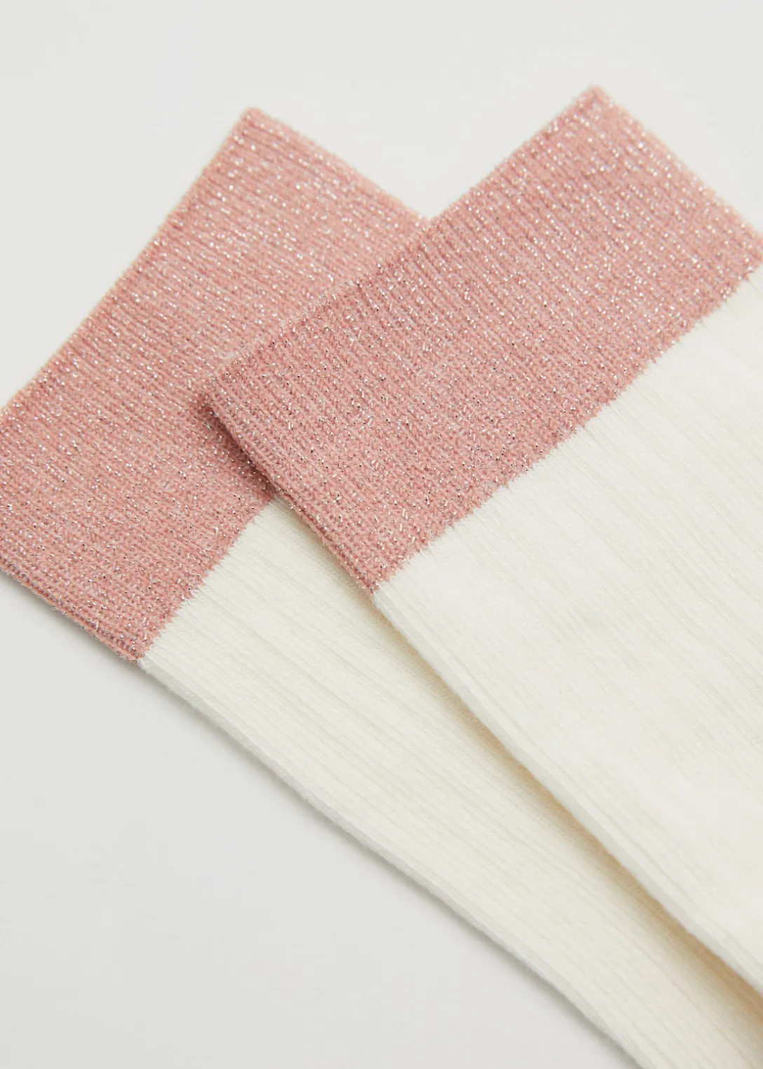 Hot & Other Stories Glitter Lined Rib Socks Cream/Camel