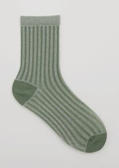 Clearance & Other Stories Glitter Rib Socks Jade