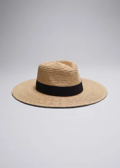 Flash Sale & Other Stories Grosgrain-Trimmed Straw Hat Natural Straw
