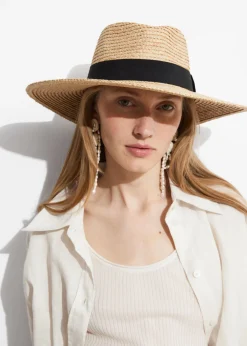 Flash Sale & Other Stories Grosgrain-Trimmed Straw Hat Natural Straw