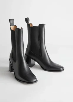 Cheap & Other Stories Heeled Leather Chelsea Boots Black