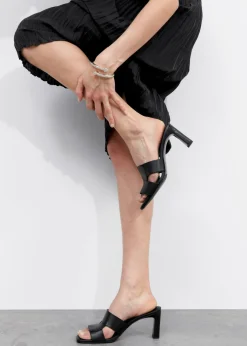 Hot & Other Stories Heeled Leather Mules Black