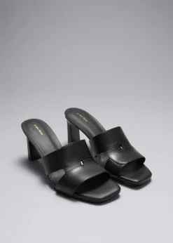 Hot & Other Stories Heeled Leather Mules Black