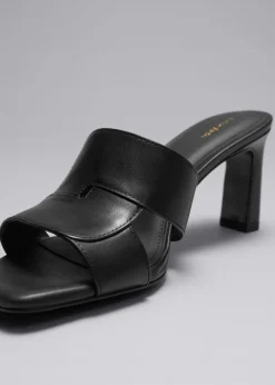 Hot & Other Stories Heeled Leather Mules Black