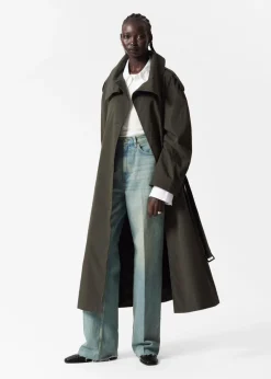 Best Sale & Other Stories High-Collar Trench Coat Green