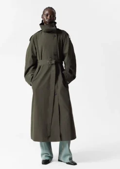 Best Sale & Other Stories High-Collar Trench Coat Green