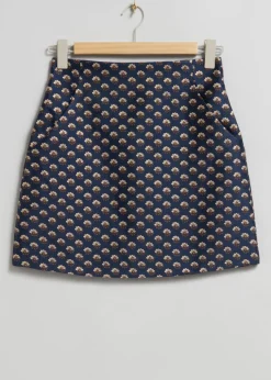 Best & Other Stories Jacquard Mini Skirt Dark Blue Jacquard