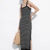 Clearance & Other Stories Jacquard-Knit Midi Dress Black/White Stripes