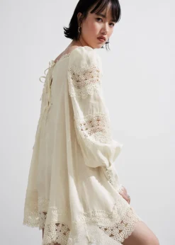 Hot & Other Stories Lace-Trimmed Mini Dress