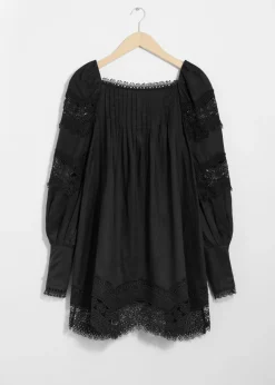 Hot & Other Stories Lace-Trimmed Mini Dress