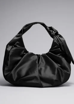 Hot & Other Stories Large Satin Shoulder Bag Black